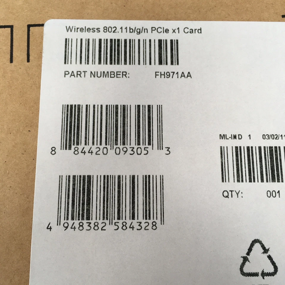 NEW HP FH971AA Wireless 802.11 b/g/n PCIe x1 Card WPA2 Sealed - Image 4 of 4