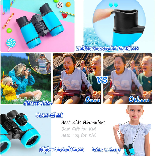 Kids Binoculars Best Gifts for 3-12 Years Boys Girls High-Resolution Optics Shoc - Picture 4 of 12