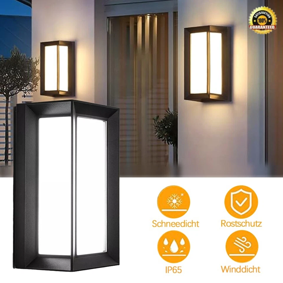 LED Außenleuchte mit Bewegungsmelder Wandleuchte Schwarz Sensor Außenlampe 18W - Bild 2 von 4