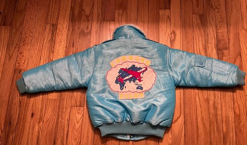 Vintage French Toast Girls Sz 6 Aviator Jacket 1990 Zip And Button Up Blue - Picture 6 of 7