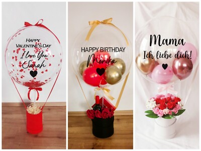 FlowerBox personalisiertes Ballonset Geschenk Valentins Muttertag Frau Hochzeit