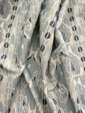 BASSETT McNABB "BUKHARA/Breeze" Blue,Aqua,White IKAT-co/linen-$279-56.5"W x 1 YD