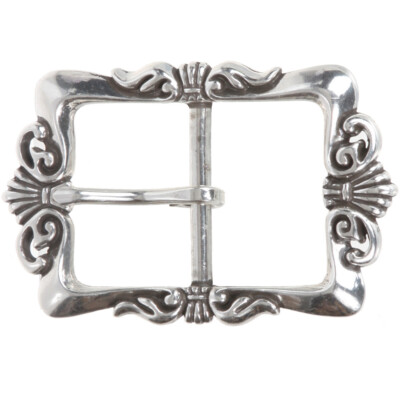 1 1/2'' (38 mm)  Western Floral Single Prong Center Bar Silver Belt Buckle