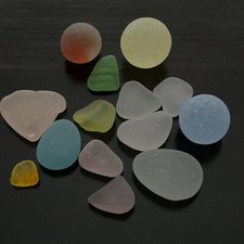 Natural Sea Glass Beach Glass Genuine Sea Glass Mix Color 14pcs From Japan