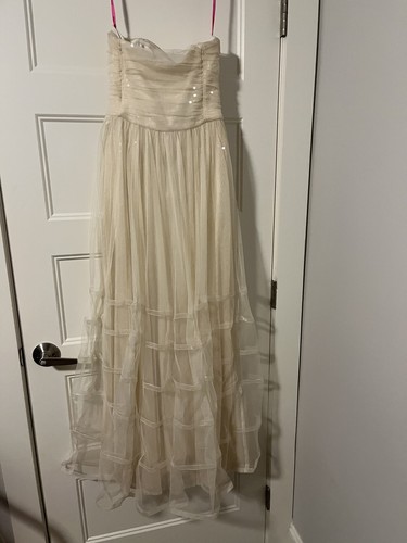 Betsey Johnson Gown 2 Ivory Sweetheart Strapless Tulle Bridal Zipper - Picture 7 of 12