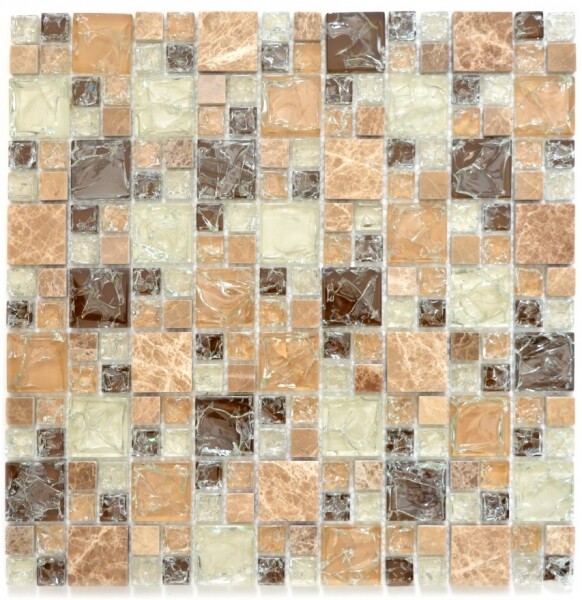 Mosaikfliese Transluzent Hellbraun Kombination Glasmosaik Crystal Stein ...-image