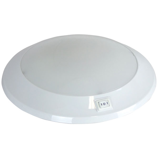 2 X Caravan Light Round Fluoro Light With Switch 12v White Frame