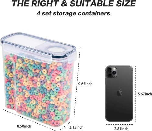 Set Contenitori Cereali Conservazione - 4 Pezzi Ermetici Grande Conservazione Alimenti - Foto 2 di 24