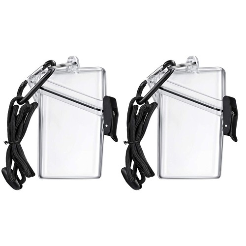 2Pcs Waterproof ID Card Badge Holder Case With Lanyard For ID Badges