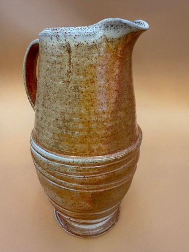 Hand Thrown Art Pottery Pitcher Russet Earth Tones Salt Glazed 11.5" - Picture 5 of 16