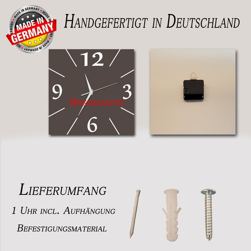 BM Wanduhr 30 cm x 30 cm  leises Uhrwerk Quarzuhrwerk Küchenuhr Kaffee 9294-1 WZ - Bild 3 von 3