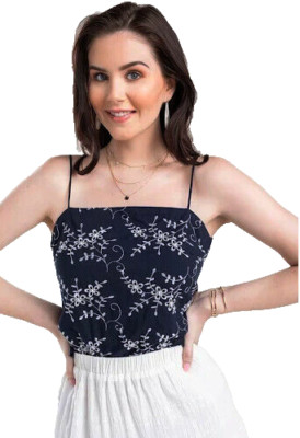NEW Francesca's 3X Top Blue White Embroidered Tank Cottage Boho Coastal Whimsy