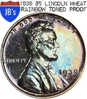 1939 PROOF Lincoln Wheat Cent Penny 1c - RAINBOW TONED PROOF (PF)