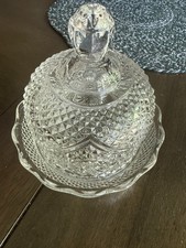 Vintage Pressed Glass Covered Candy Dish Dres...
