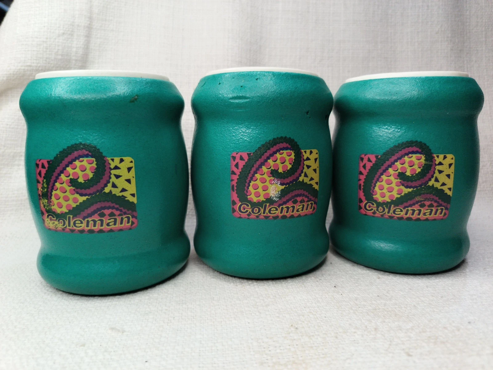 Vtg 90s Coleman Insulated Can Soda Beer Koozie Beverage Cooler Tuffoam Lot Of 3
