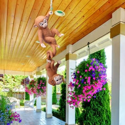 Décoration Suspendue Singe Résine pour Jardin Patio Balcon Rocaille Espaces Ex - Photo 1/4