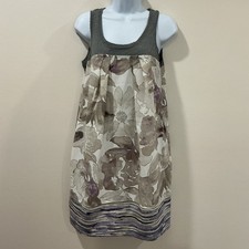 Simply Vera By Vera Wang Dress Women's Small Grey Purple Floral Summer Casual