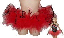Pop Music Ballet Tutu Only Adult XL Dance Costume Red With Black Sequin Trim New