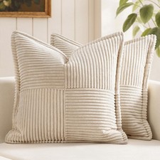 Decorative Throw Pillow Covers for Couch 18x18 Inch Beige 2 Pack  Boho