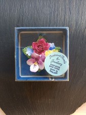 Vintage Brosche Knochenporzellan Bone China England Blumenbrosche Floral 