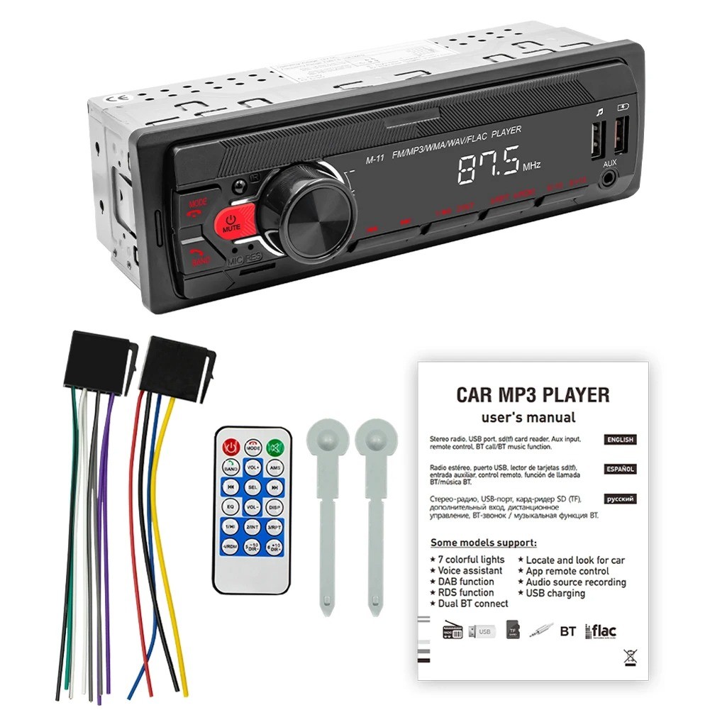 One Din Car Stereo Radio Audio In-dash Bluetooth Fm Aux