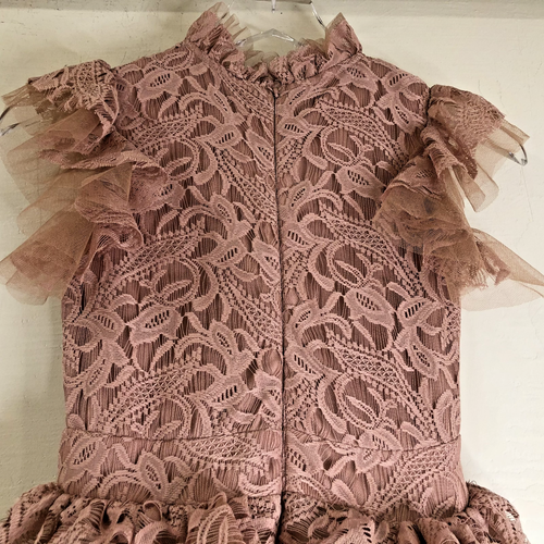 mia Joy Folie Girl's Size 10 Anouk Petticoat Rows of Ruffles Dress Beige/Pink - Picture 7 of 13