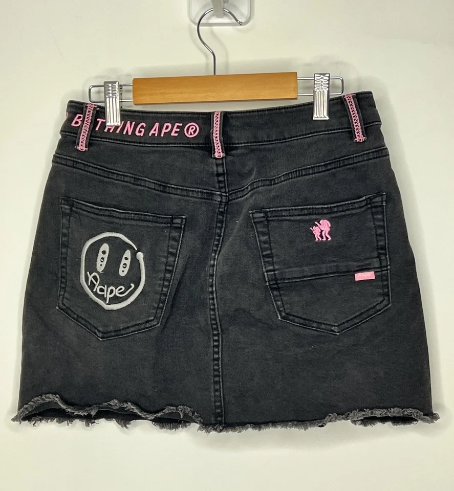 Minifalda vaquera Aape By A Bathing Ape talla XS para mujer negra bala de mezclilla Y2K retro Foto 2 de 4