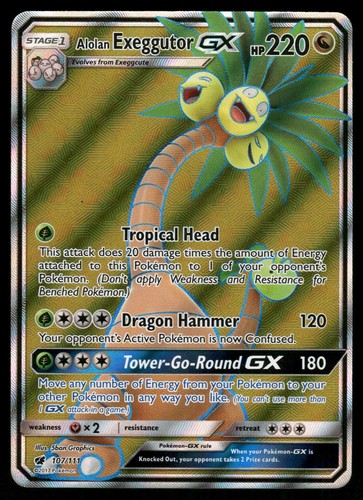 Alolan Exeggutor GX 107/111 Ultra Rare Crimson Invasion Pokemon Holo Near Mint