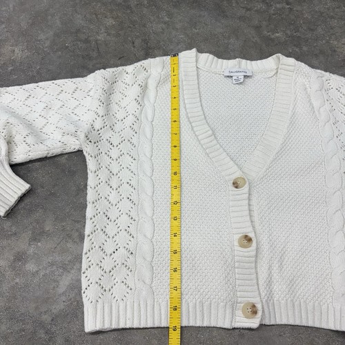Calligraphie Damen Medium weiß Baumwollmischung Knopfleiste Cardigan Pullover Cropped - Bild 7 von 9