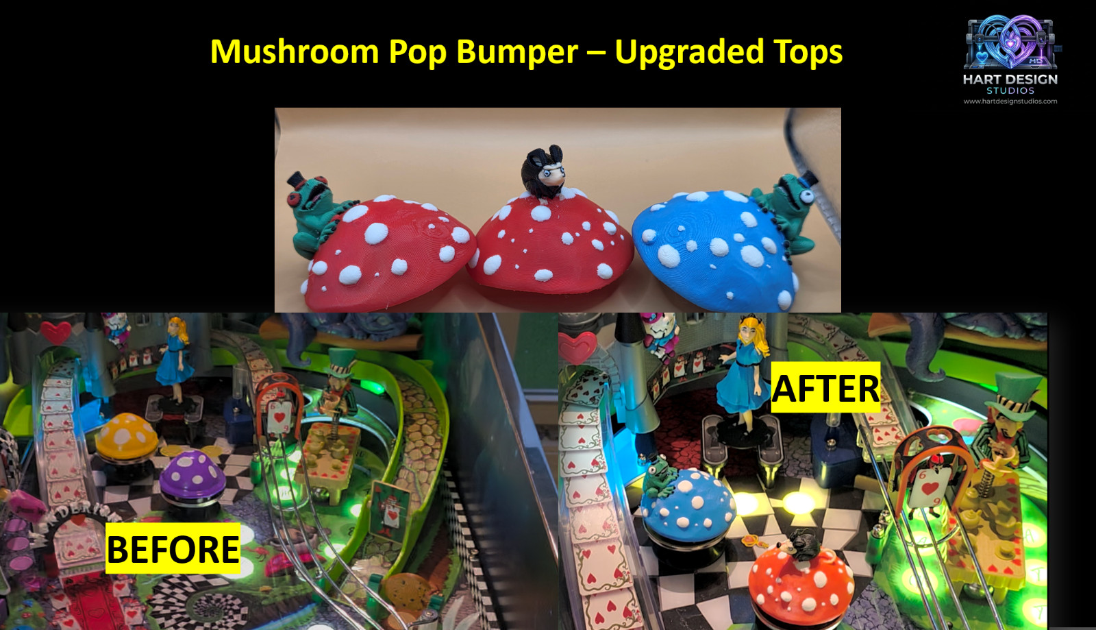 Upgrade your Pop Bumpers on your Alice Goes to Wonderland Pinball Table