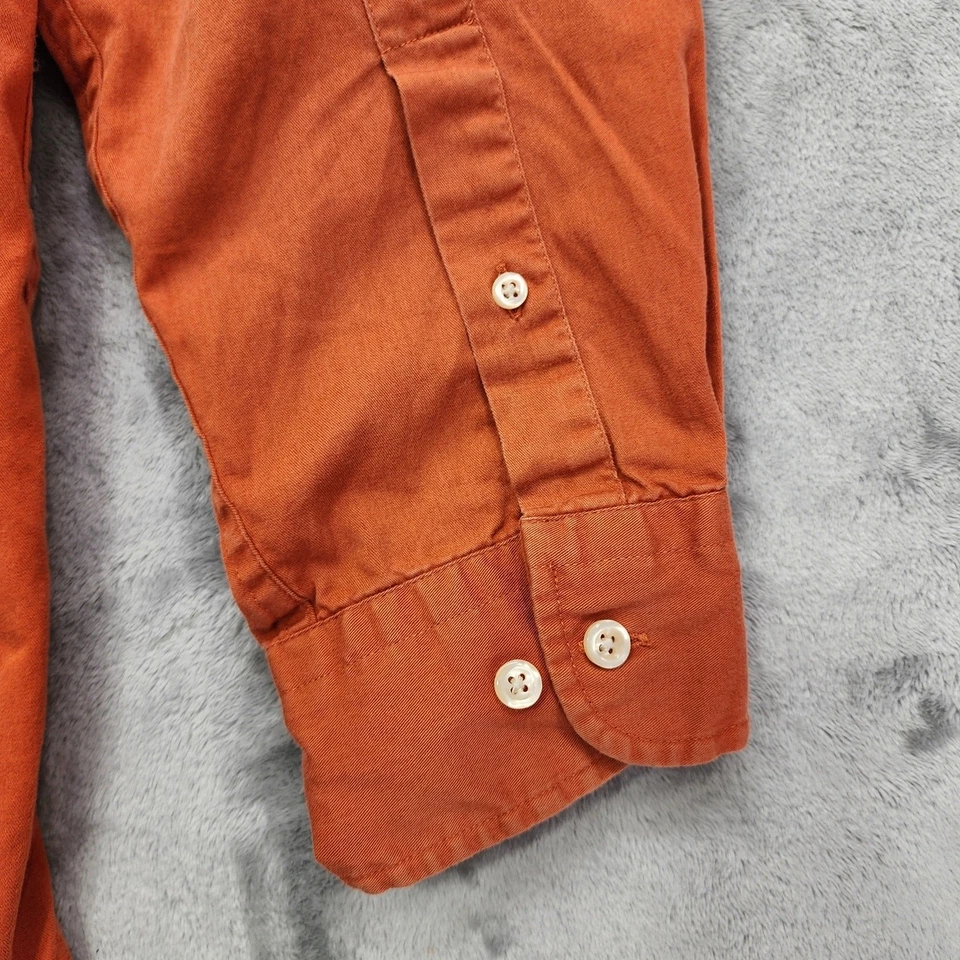 Lands End Shirt Mens L 16-16 1/2 Orange Cotton Long Sleeve Button Down Casual - Image 3 of 4