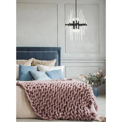 Elegant Lighting 2502D17BK Sienna 6 Light 17 inch Black Pendant Ceiling Light - Picture 2 of 8