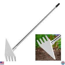 Dual-Headed Hoe Garden Tool - Adjustable 29.5"-57.7" Handle, Stainless Steel