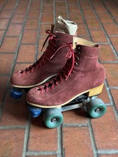 vintage womens norele maroon suede roller ska...