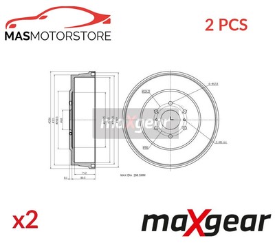 BREMSTROMMEL HINTEN MAXGEAR 19-3223 2PCS A FÜR NISSAN NP300 NAVARA 2.5L,3L