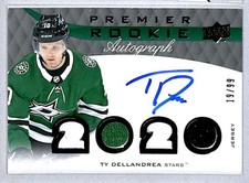 Ty Dellandrea 2020-21 UD Premier 2020 Rookie Auto Jersey /99 #PRA-TD Dallas
