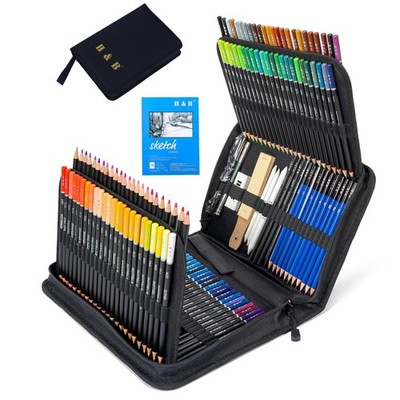 145 PCS Artist Drawing and Art Supply Kit with Graphite Pencils Gift Box