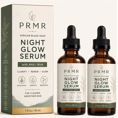 PRMR Night Glow Serum For Women Overnight Skin Renewal Facial Moisturizer - 30ml