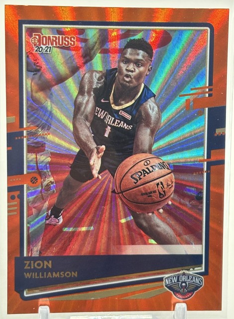 2020-21 Panini Donruss Zion Williamson #147 Holo Orange Laser Pelicans