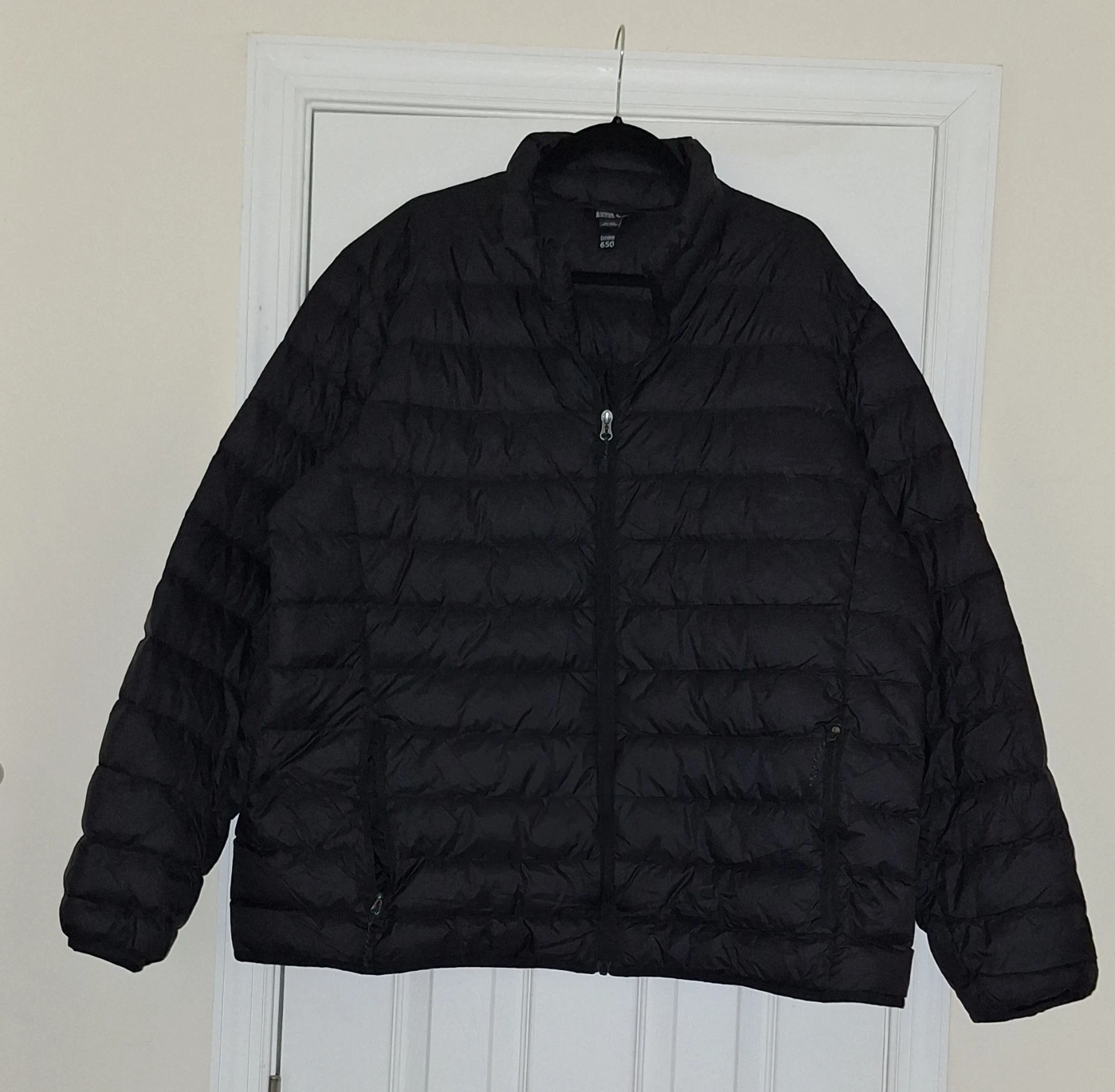 Eddie Bauer Mens 650 Down Lightweight Puffer Packable Hiking Jacket Black 2XL