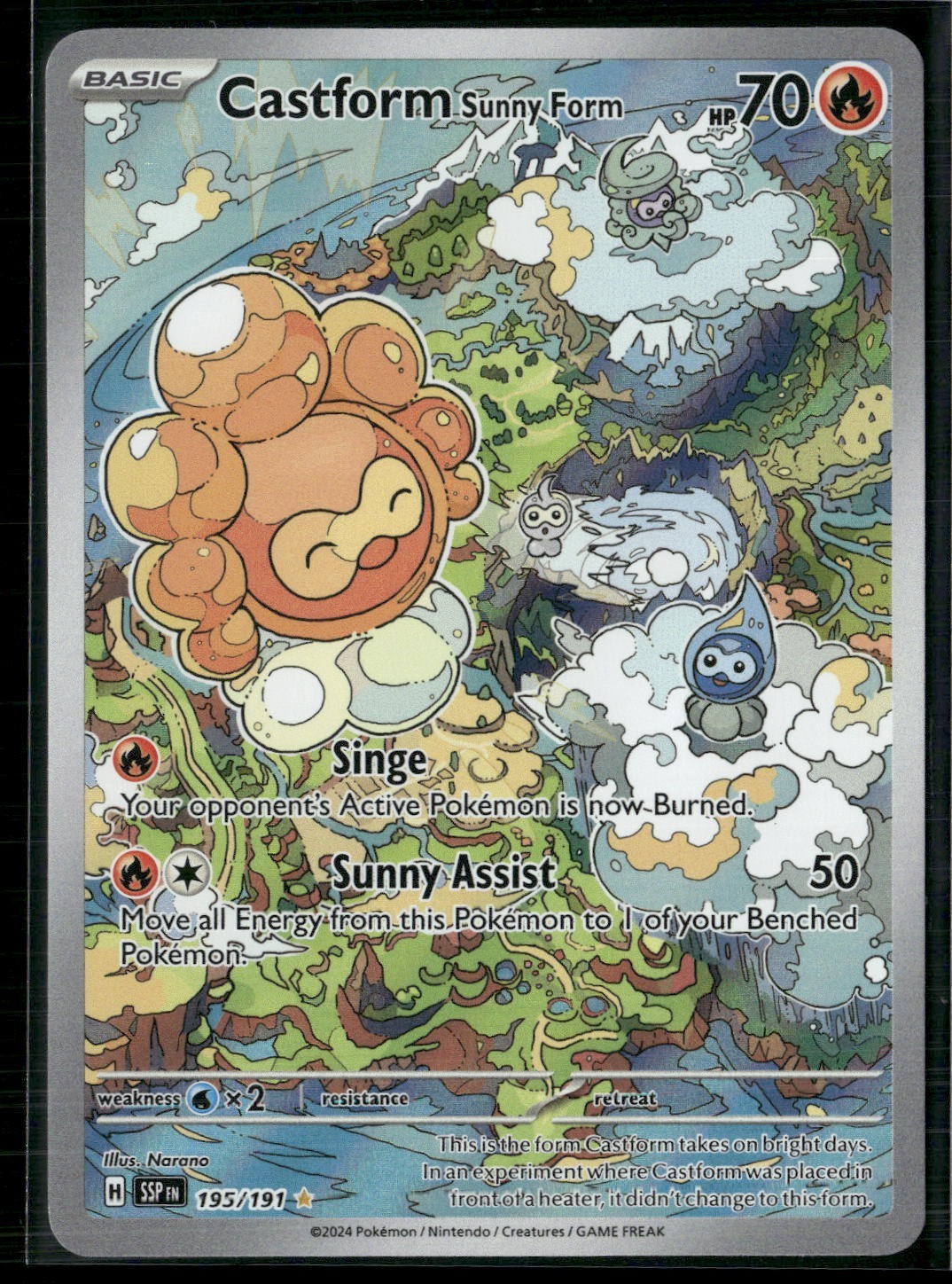 POKEMON - CASTFORM SUNNY FORM 195/191 ILLUSTRATION RARE SURGING SPARKS NM