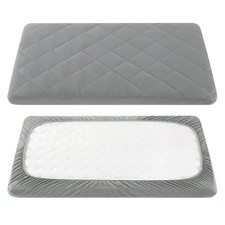TILLYOU Pack and Play Sheet - Soft Quilted Crib Cover pack n play sheet, Gray