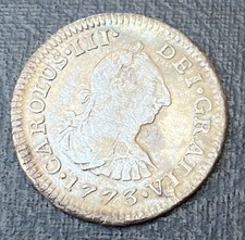 Mexico Half real 1773 Silver Charles 111. Mexico City Mint.see Pics To Grade
