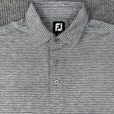 FootJoy FJ Performance Golf Polo Shirt Men's Large Grey White Stripe Stretch