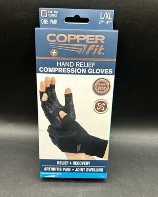 1 Pair COPPER Fit   HAND Relief   COMPRESSION GLOVES  Arthritis Pain - LARGE/ XL