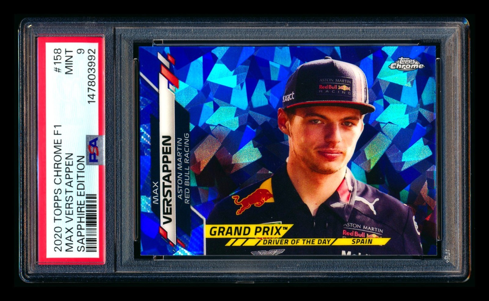 2020 TOPPS CHROME SAPPHIRE F1 #158 MAX VERSTAPPEN RC REFRACTOR SPAIN PSA 9 MINT! view 1