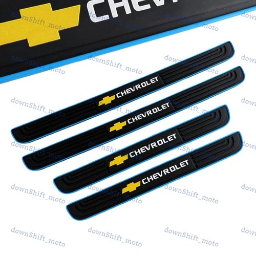 X4 Rubber Car Door Scuff Sill Cover Panel Step Protector Blu For Chevrolet Chevy