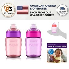 Philips Avent Easy Sippy Cup Set for Toddlers 9oz, Spill-Proof, 2 Pack, Pink/...