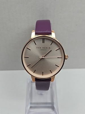 Ted Baker London Womens Quartz Watch Purple Leather Strap Rose Gold New Battery Ted bakwr womens Watch with extra straps | Mercari main image 3