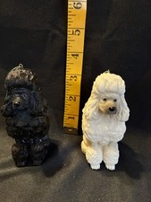 One Black And One White Sitting Christmas Poodle Ornaments